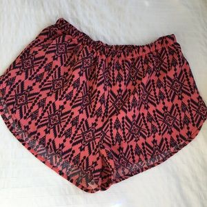 pink and black patterned shorts